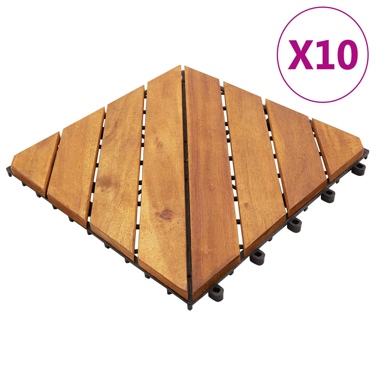 Decking Tile 10 pcs Brown 30 x 30 cm Acacia Hardwood