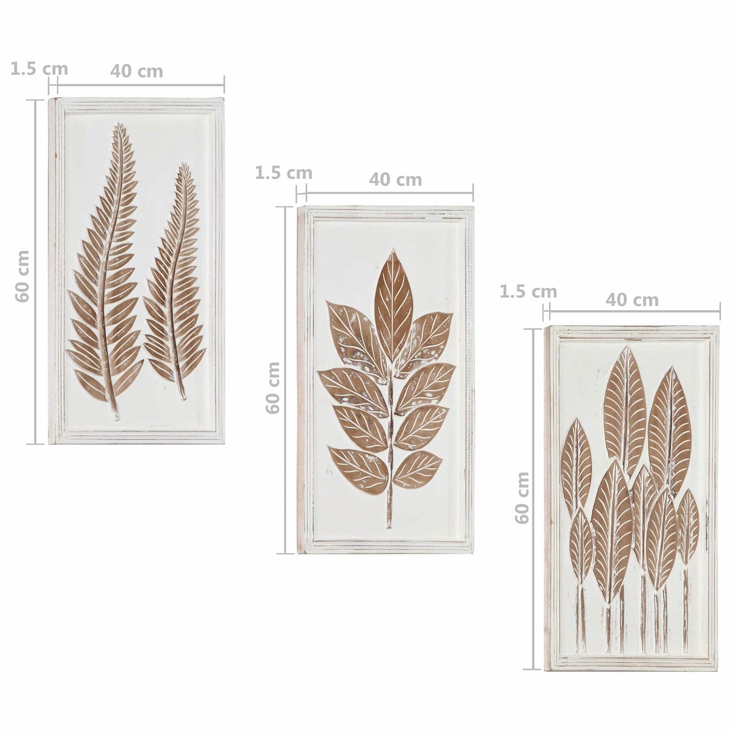 Art Decor 3 pcs Brown and White 40 x 40 x 1.5 cm