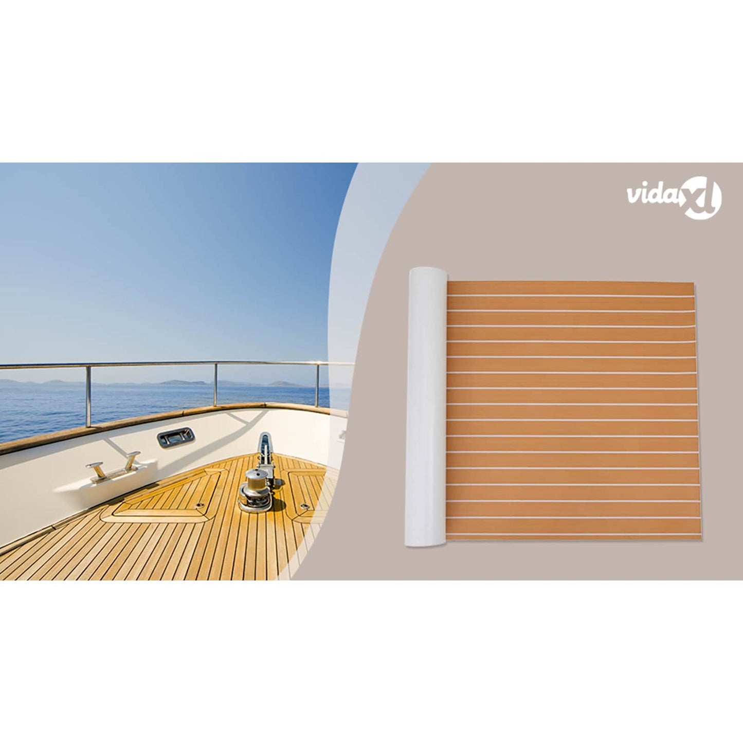 Boat Mat Striped Brown and White 240 x 90 cm EVA