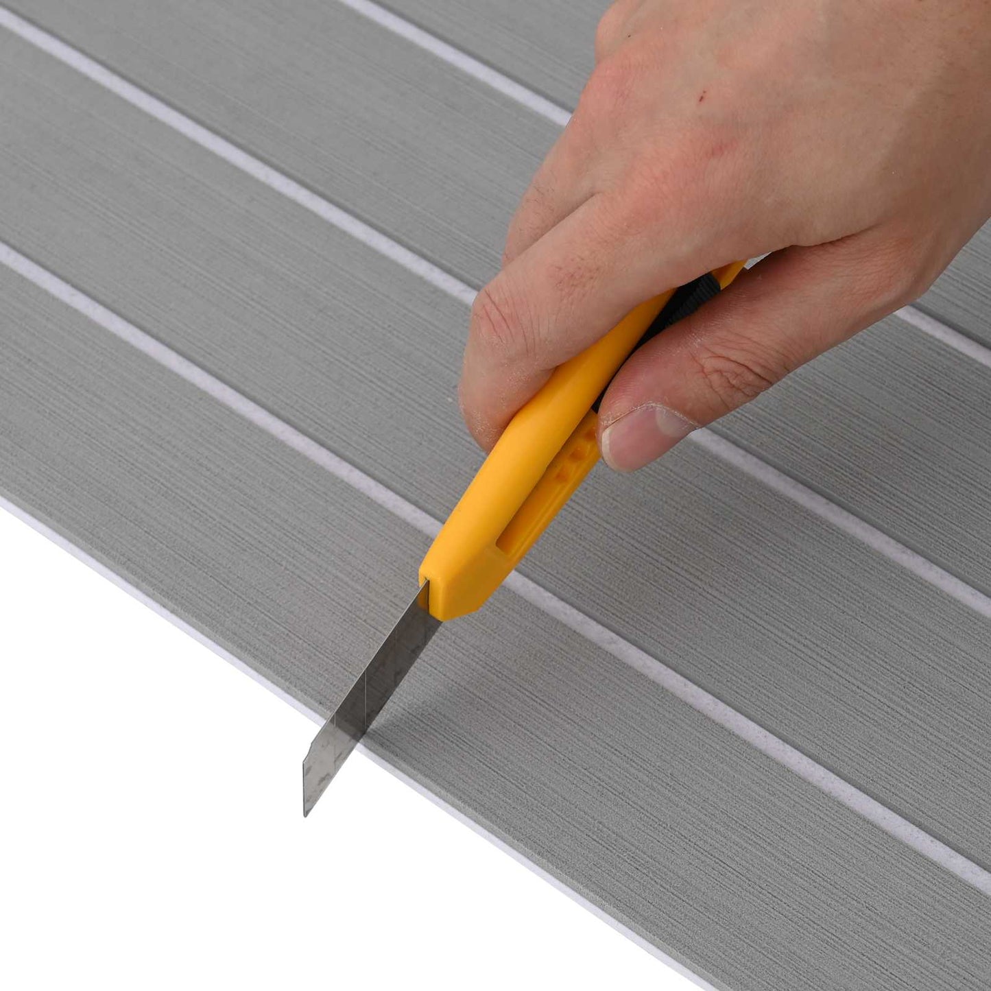 Boat Mat Striped Light Grey and White 240 x 90 cm EVA