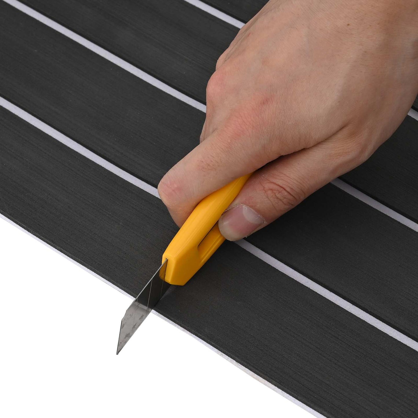Boat Mat Striped Dark Grey and White 240 x 90 cm EVA