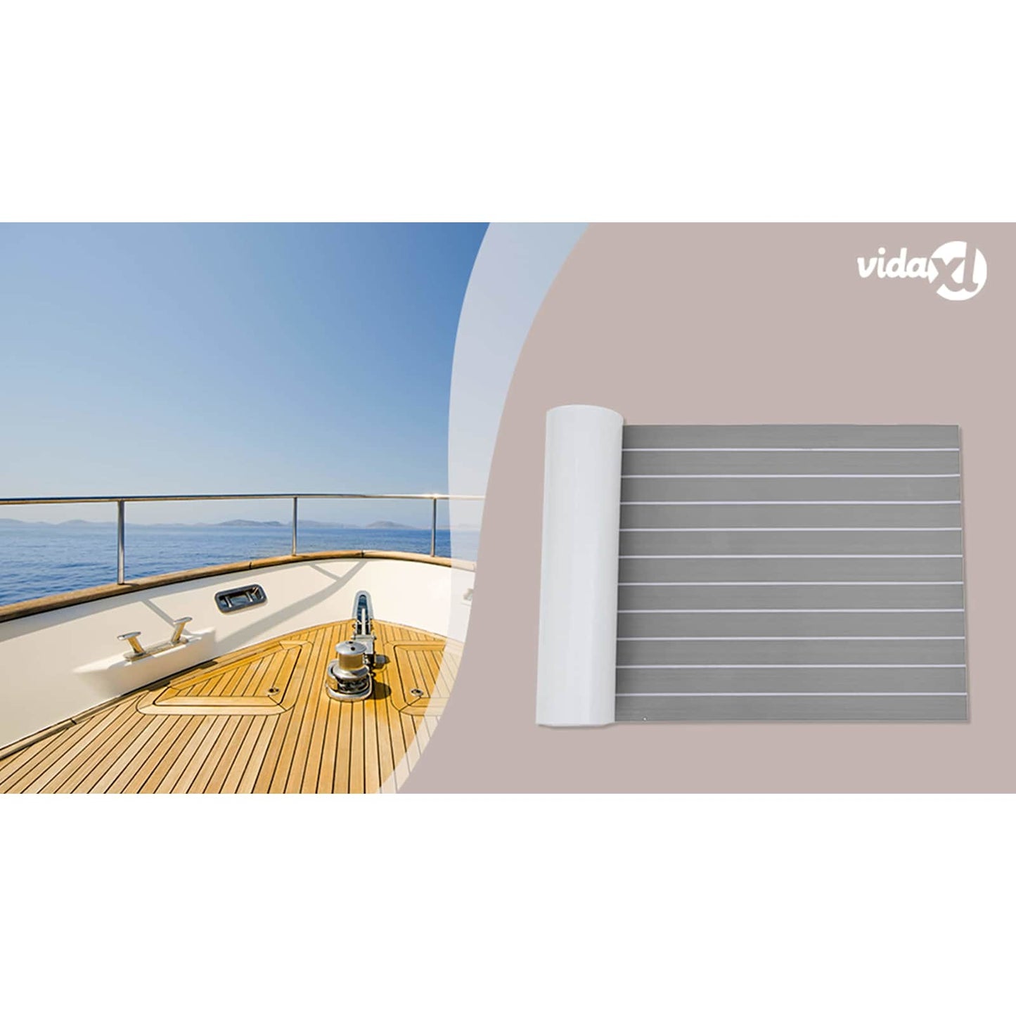 Boat Mat Striped Light Grey and White 240 x 60 cm EVA