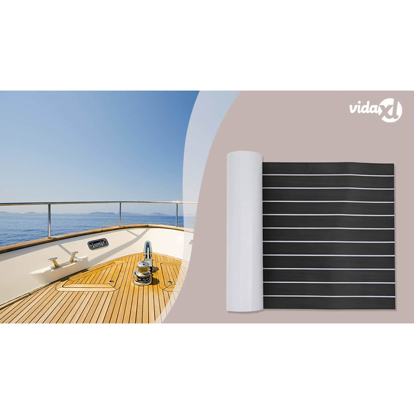 Boat Mat Striped Dark Grey and White 240 x 60 cm EVA