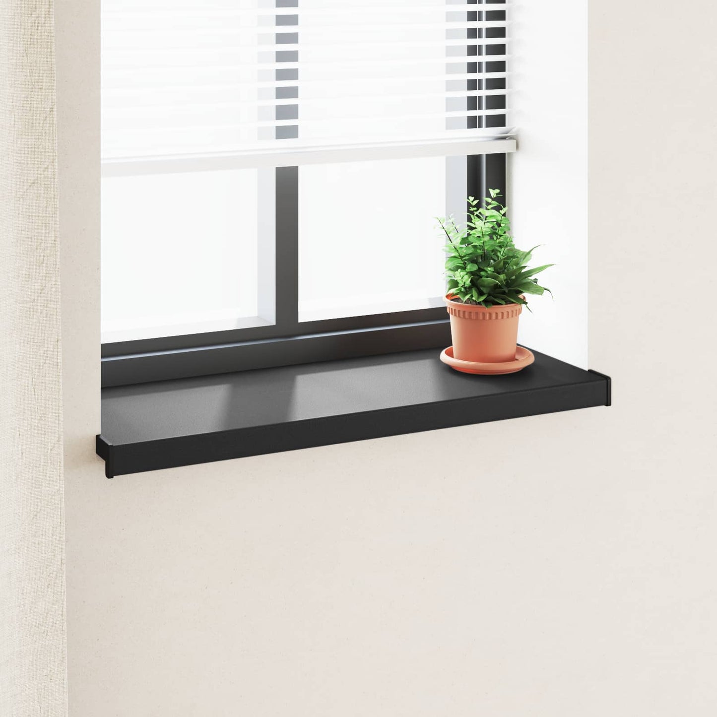 Window Sill Black with wood grain 100 x 35 x 4.5 cm PVC