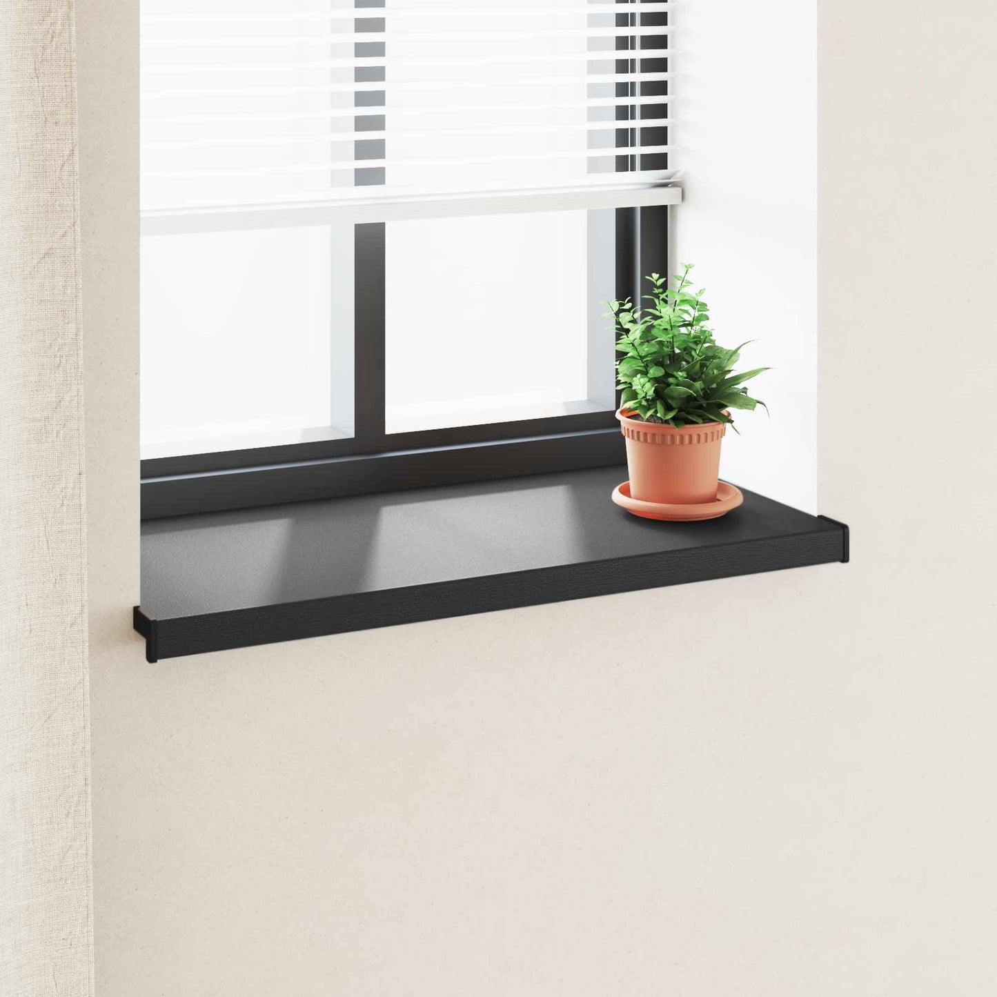 Window Sill Black with wood grain 60 x 45 x 4.5 cm PVC