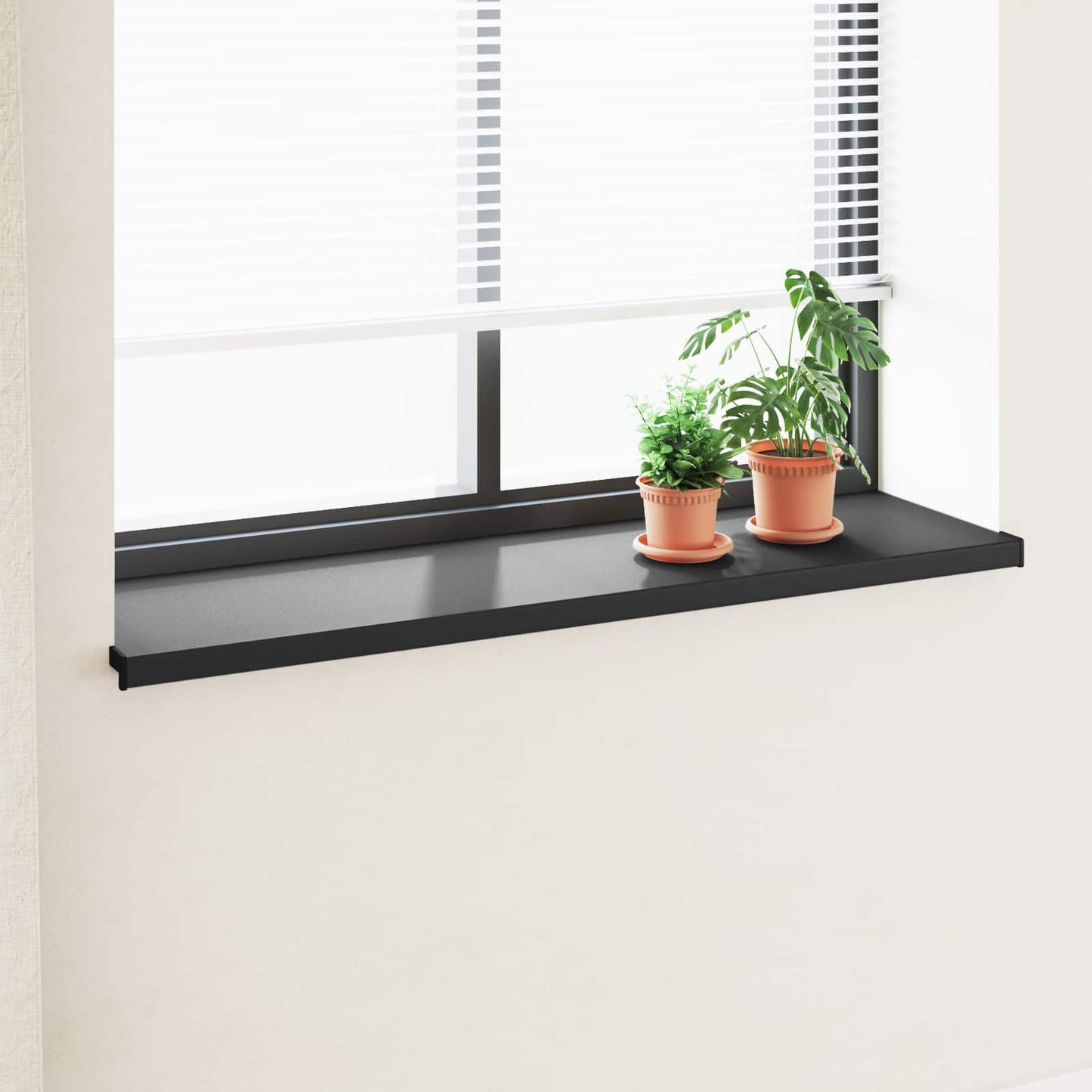 Window Sill Black with wood grain 140 x 45 x 4.5 cm PVC
