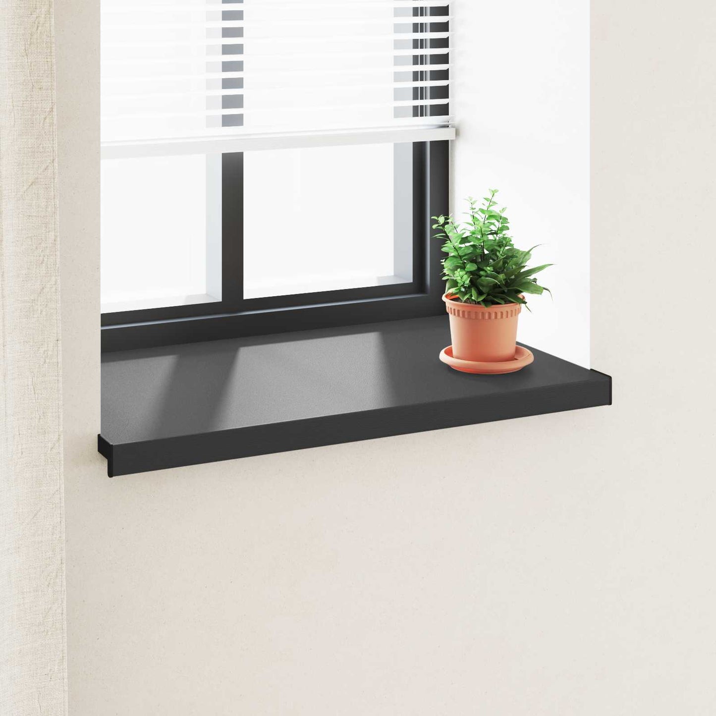 Window Sill Black with wood grain 100 x 50 x 4.5 cm PVC