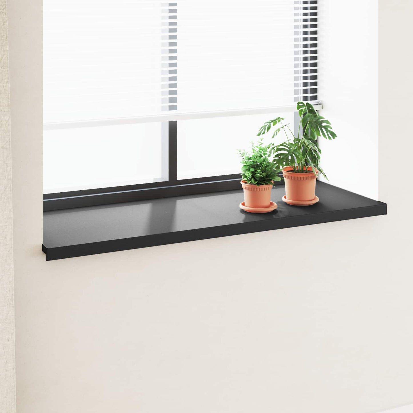 Window Sill Black with wood grain 140 x 50 x 4.5 cm PVC