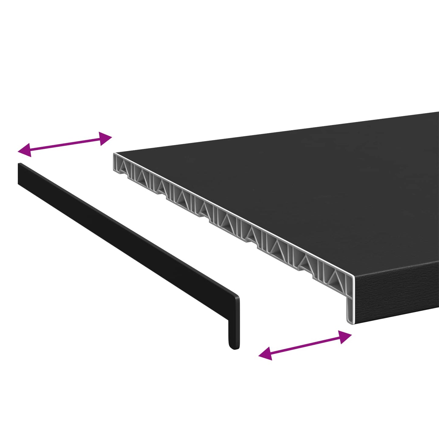 Window Sill Black with wood grain 160 x 50 x 4.5 cm PVC