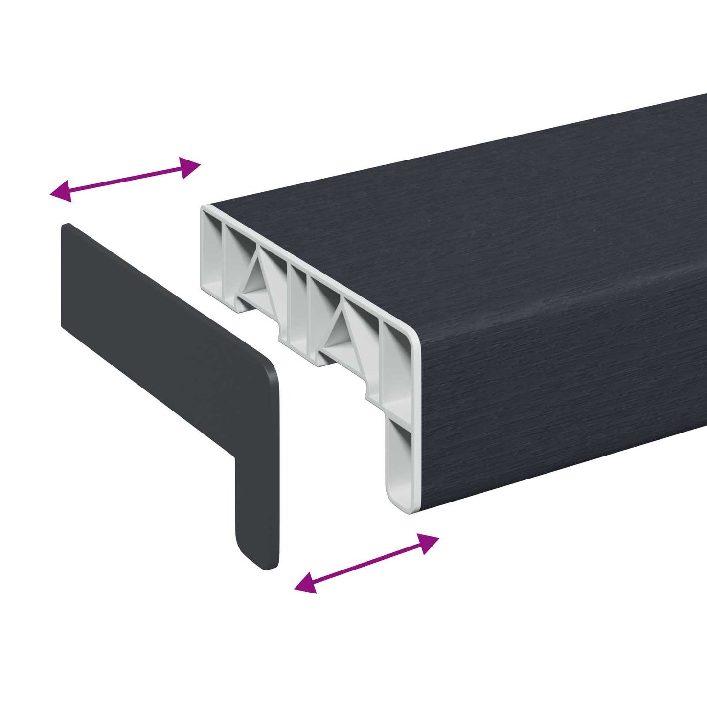 Window Sill Anthracite with wood grain 100 x 10 x 4.5 cm PVC