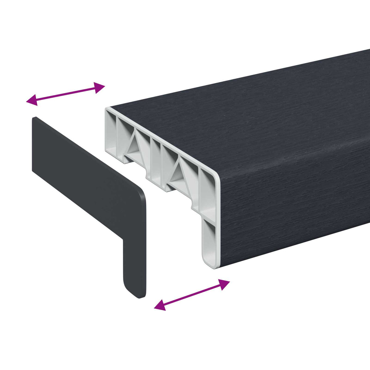 Window Sill Anthracite with wood grain 60 x 15 x 4.5 cm PVC