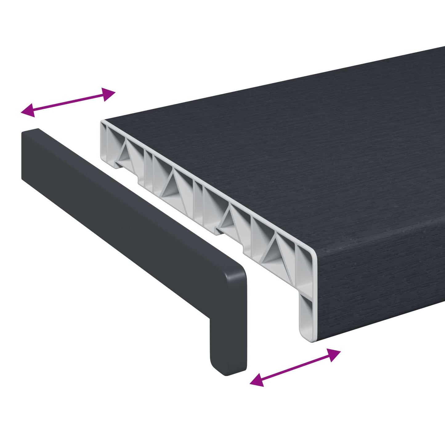Window Sill Anthracite with wood grain 80 x 20 x 4.5 cm PVC