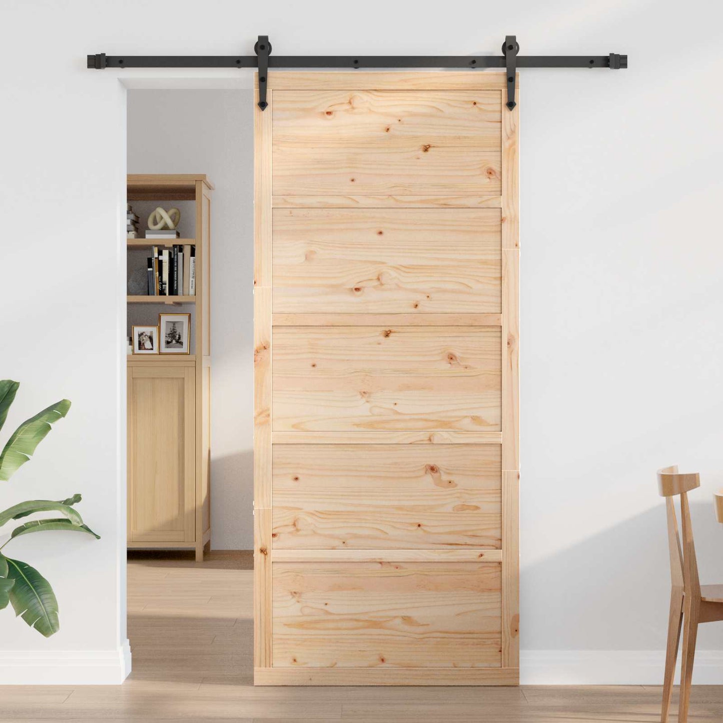 Barn Door Natural 90 x 2.5 x 208 cm Solid Pine Wood