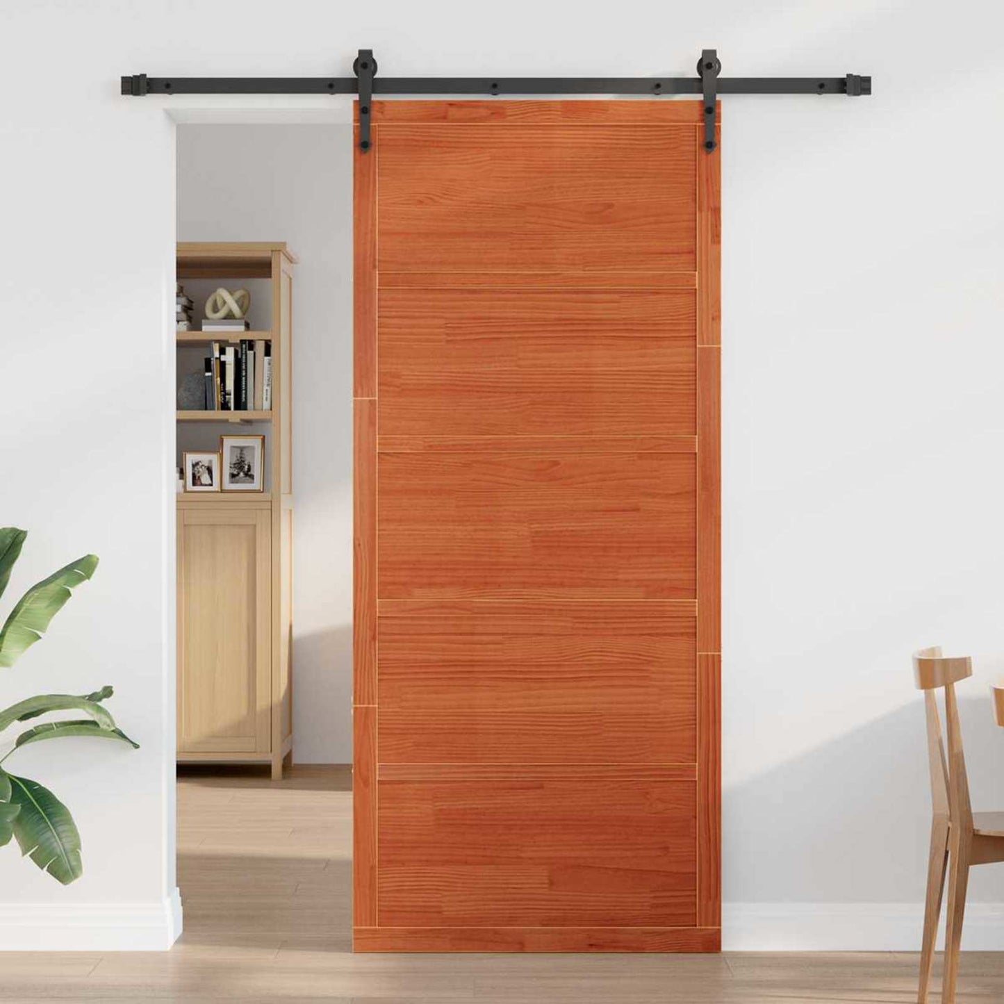 Barn Door Wax Brown 80 x 2.5 x 208 cm Solid Pine Wood