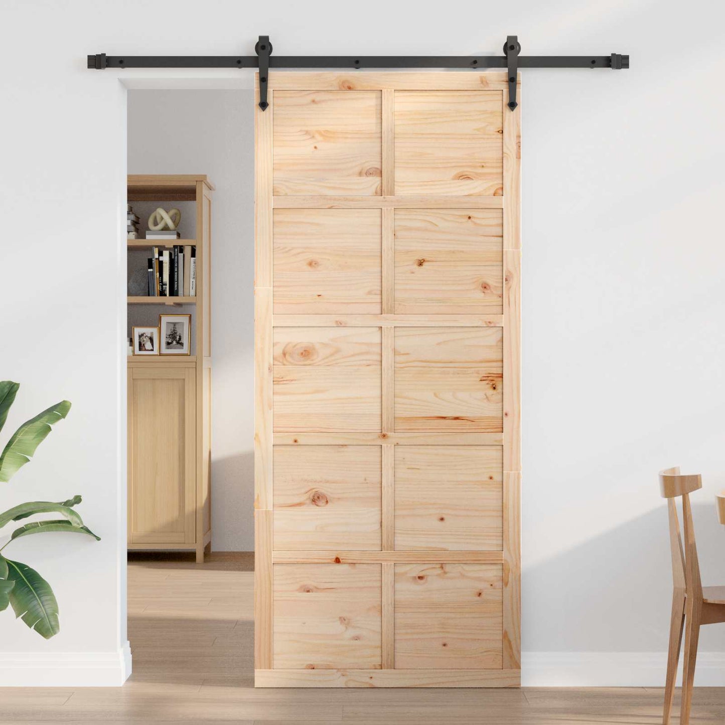 Barn Door Natural 100 x 2.5 x 208 cm Solid Pine Wood