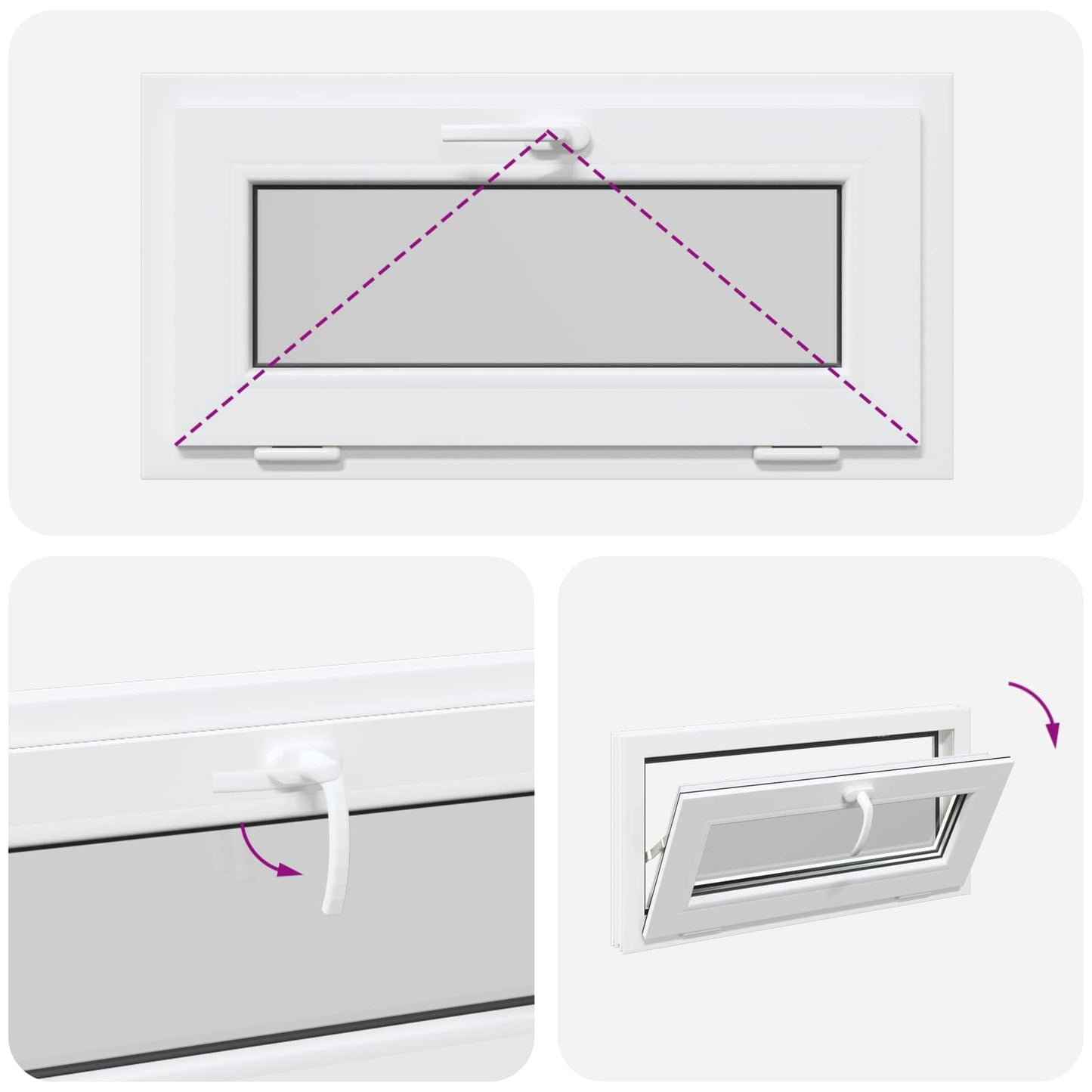 Basement Window RISOR 80 x 40 cm PVC and Glass White