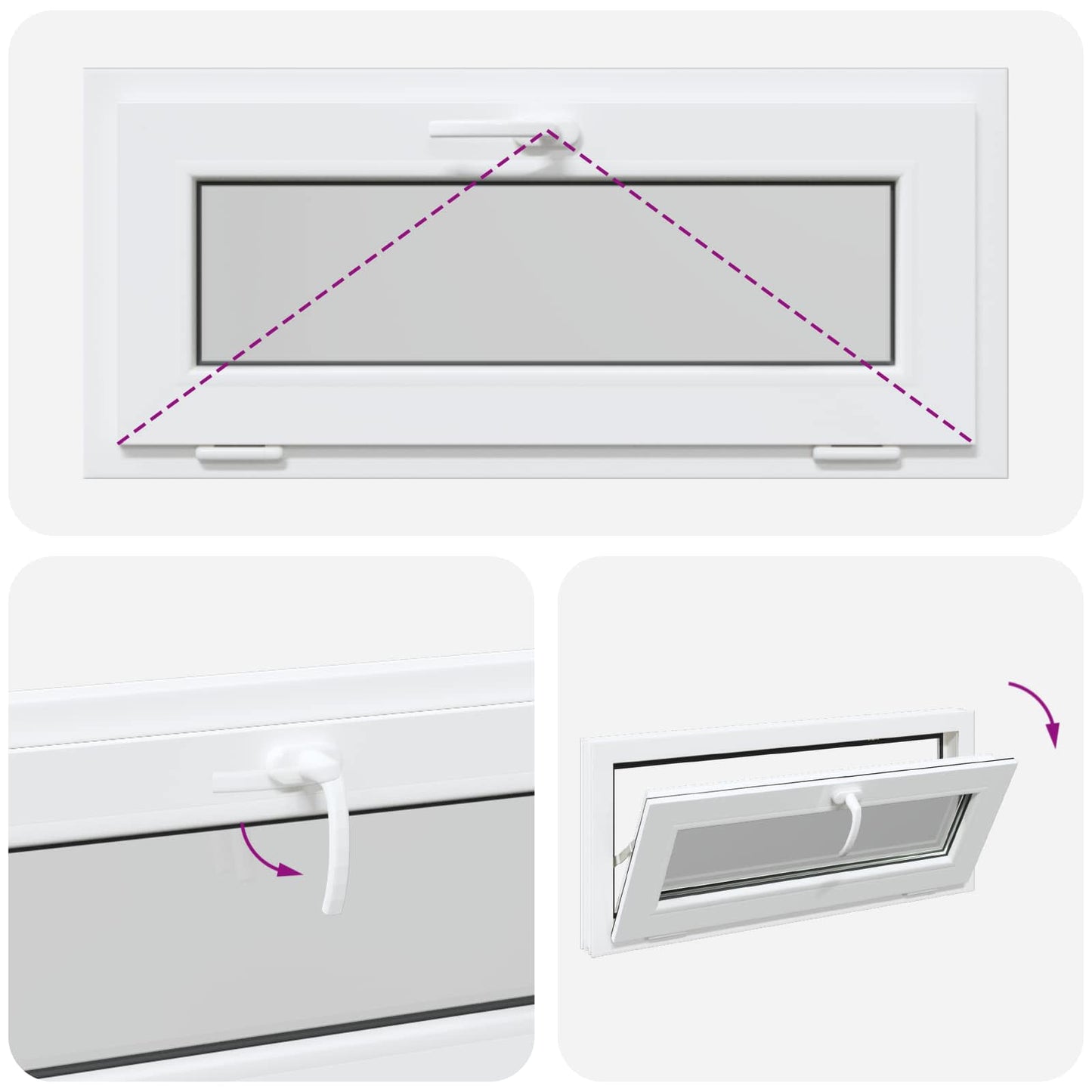 Basement Window RISOR 90 x 40 cm PVC and Glass White