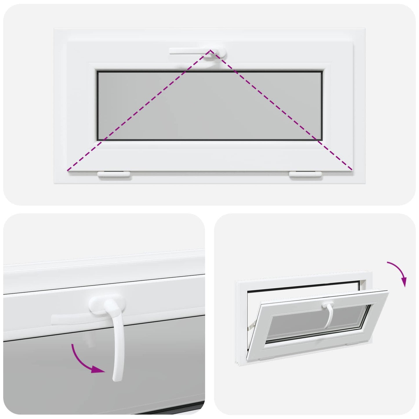 Basement Window RISOR 80 x 40 cm PVC and Glass White