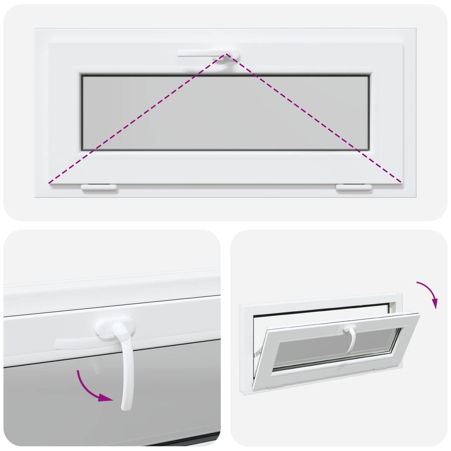 Basement Window RISOR 90 x 40 cm PVC and Glass White