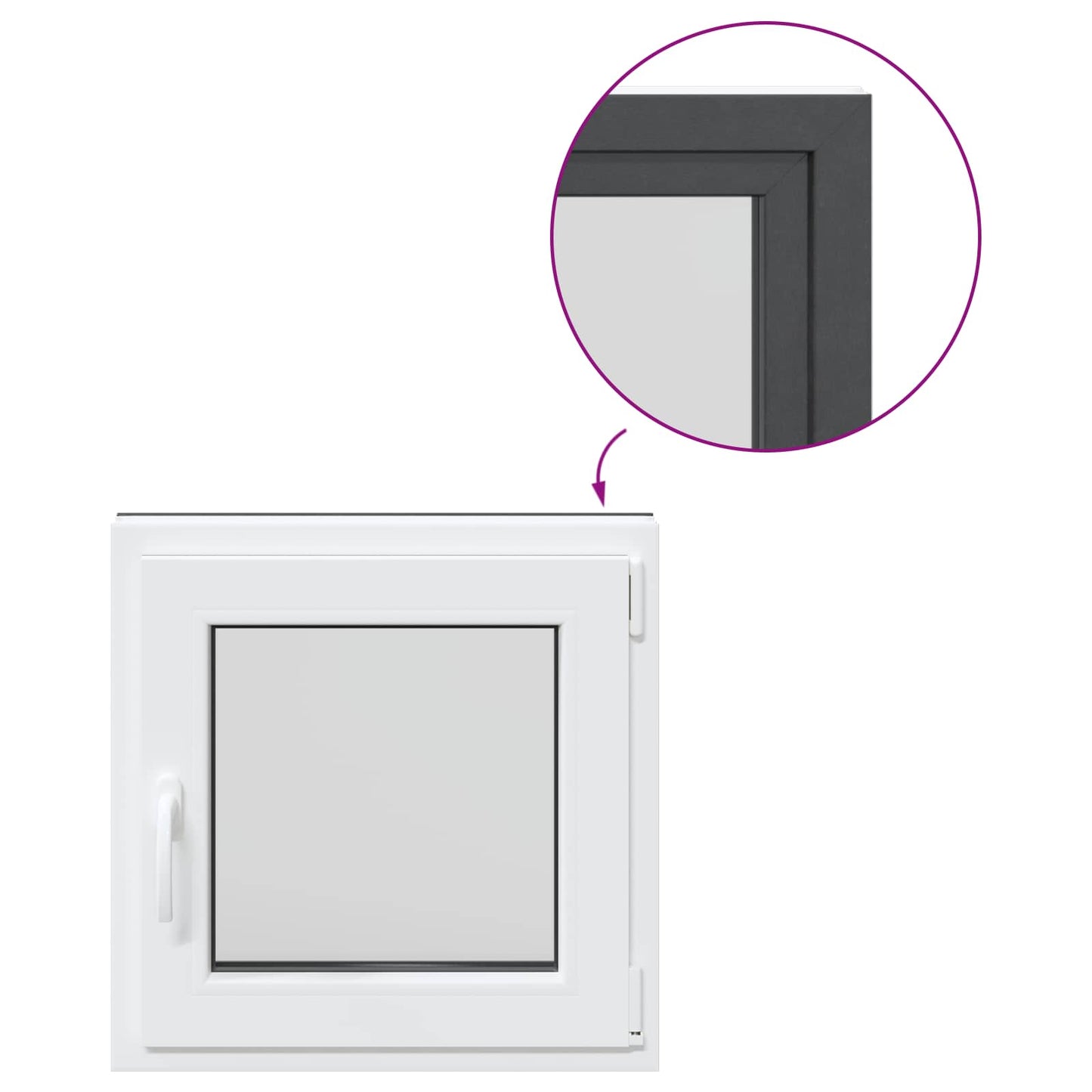 Basement Window RISOR 60 x 60 cm PVC and Glass Anthracite