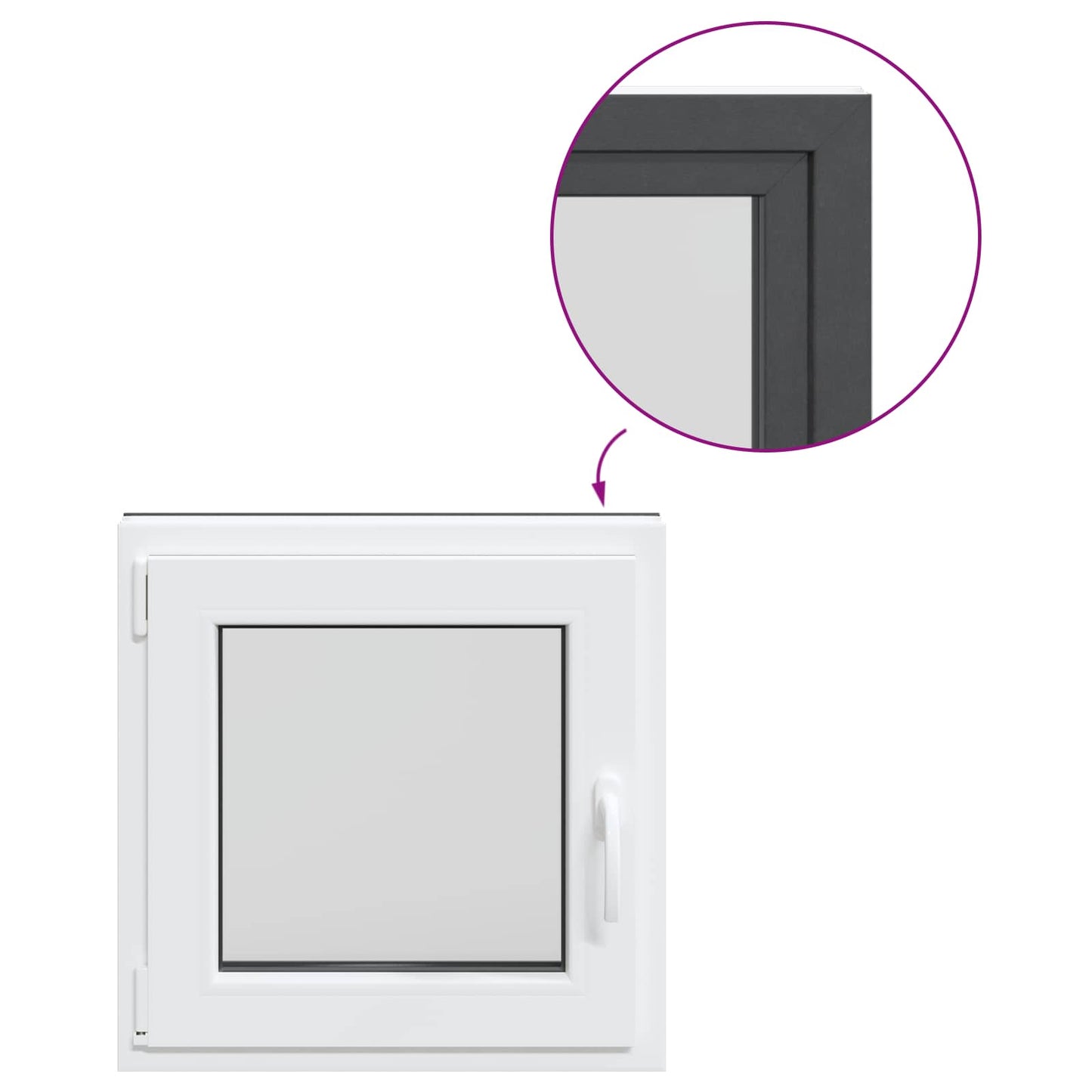 Basement Window RISOR 60 x 60 cm PVC and Glass Anthracite