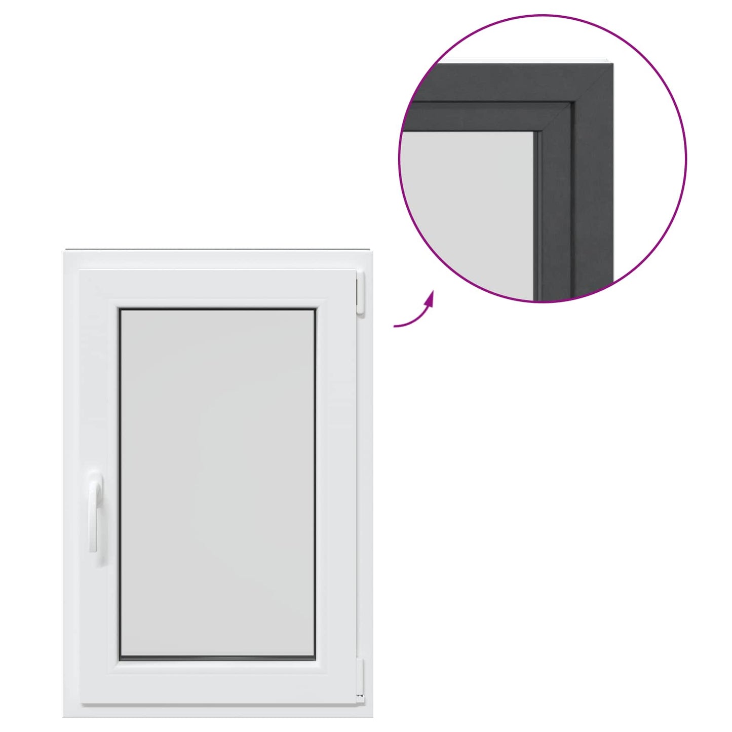Basement Window RISOR 60 x 80 cm PVC and Glass Anthracite