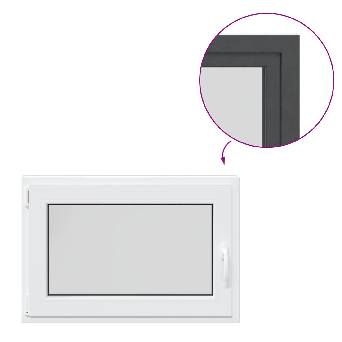 Basement Window RISOR 90 x 50 cm PVC and Glass Anthracite
