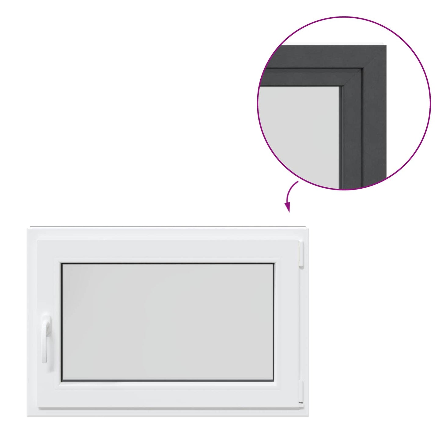 Basement Window RISOR 90 x 50 cm PVC and Glass Anthracite