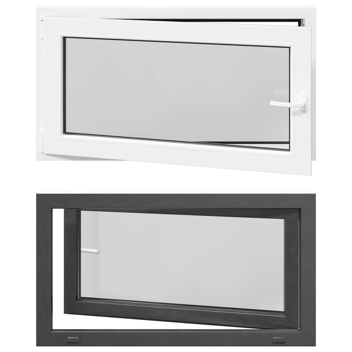 Basement Window RISOR 110 x 70 cm PVC and Glass Anthracite