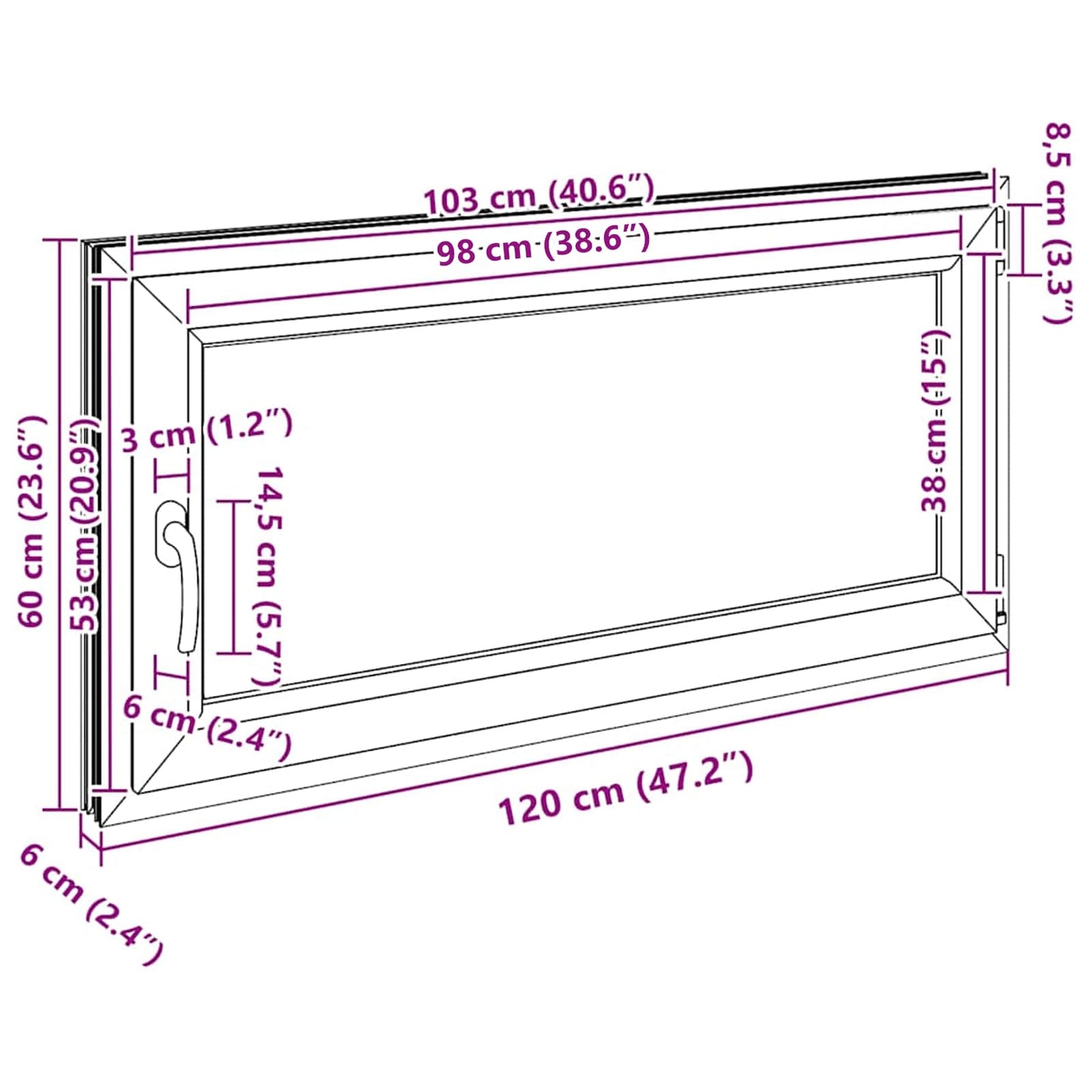 Basement Window RISOR 120 x 60 cm PVC and Glass Anthracite