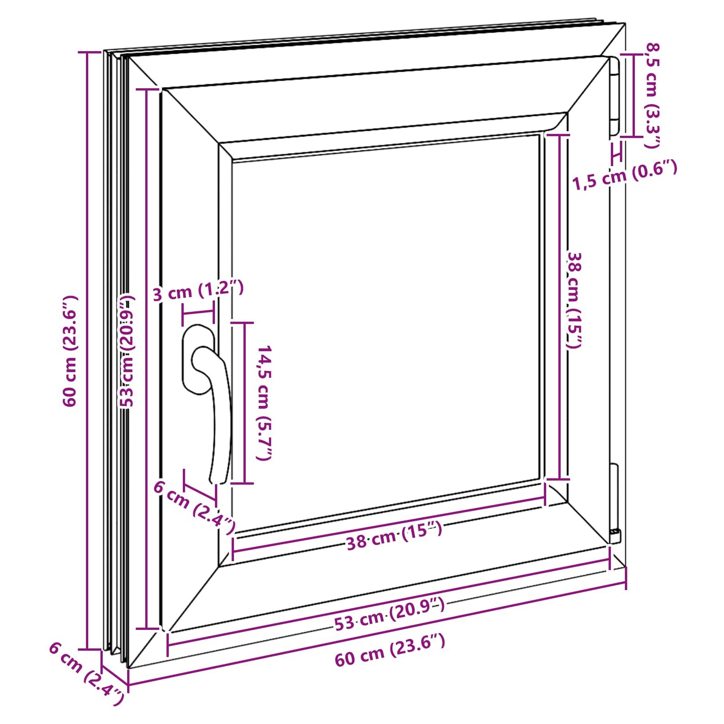 Basement Window RISOR 60 x 60 cm PVC and Glass Anthracite