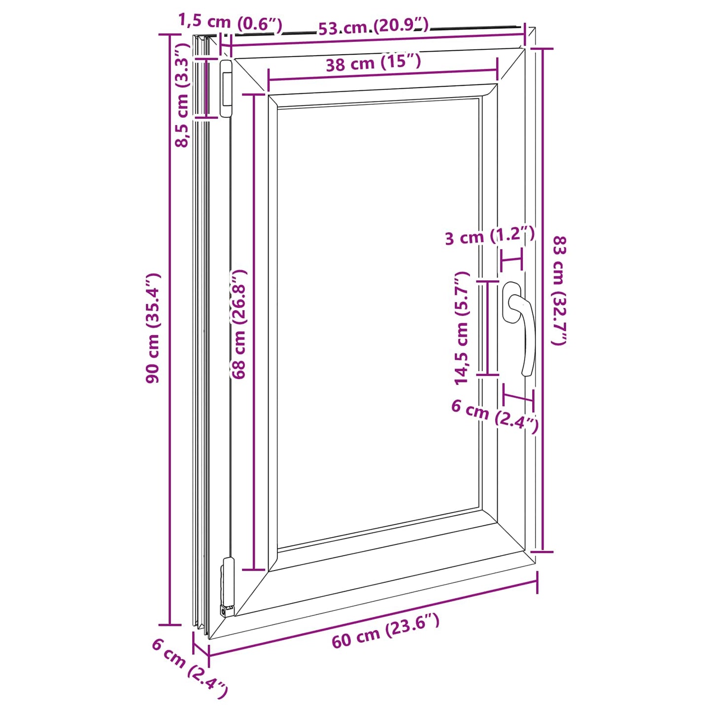 Basement Window RISOR 60 x 90 cm PVC and Glass Anthracite