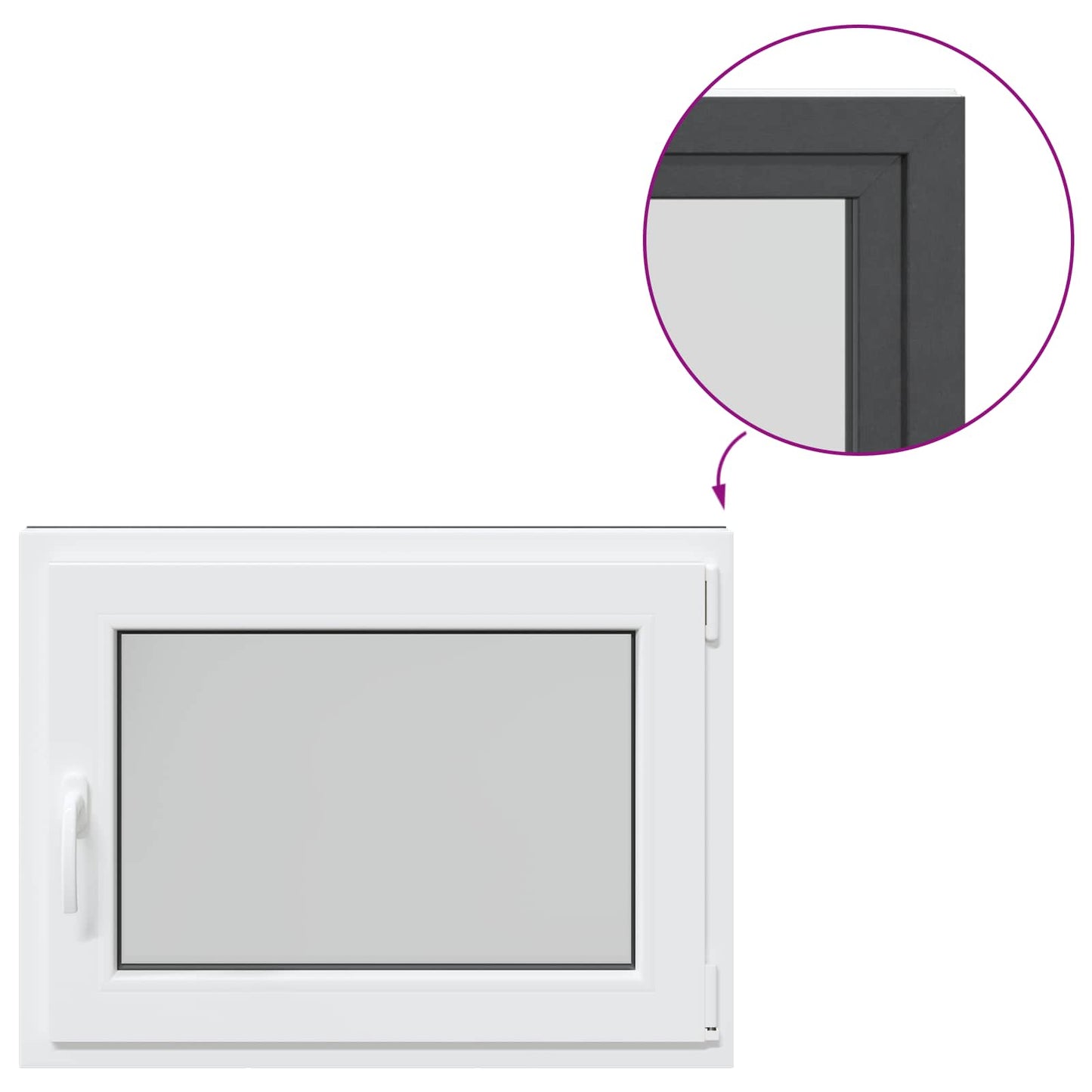 Tilt & Turn Basement Window RISOR 60 x 100 cm PVC and Glass