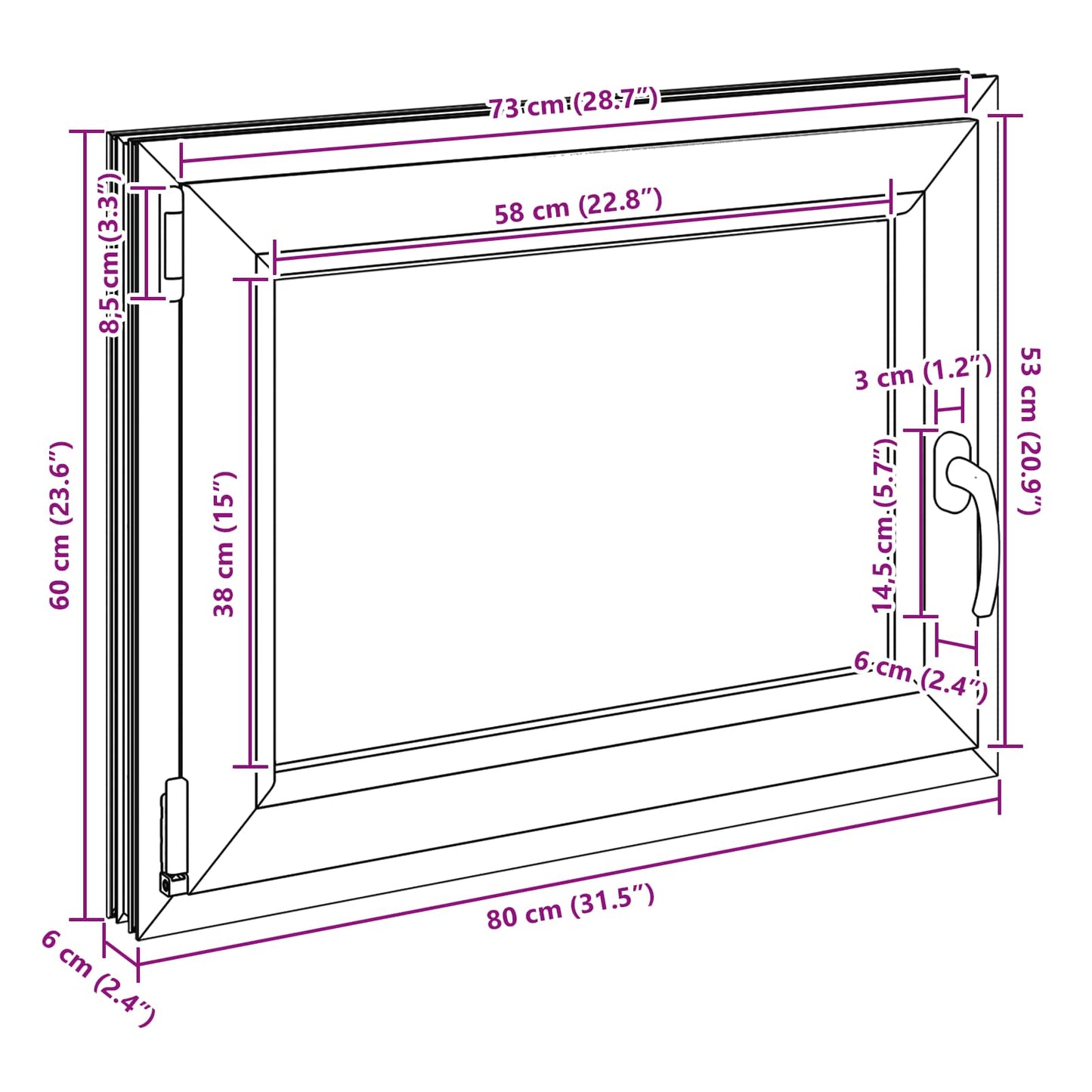 Basement Window RISOR 80 x 60 cm PVC and Glass Anthracite