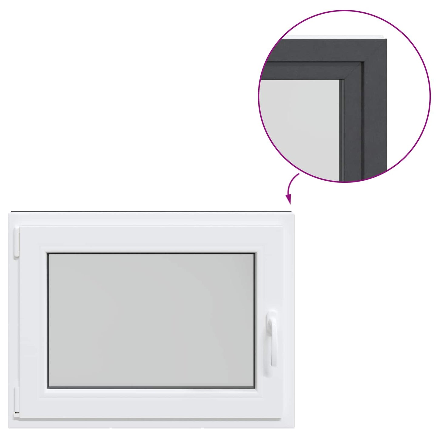 Basement Window RISOR 80 x 70 cm PVC and Glass Anthracite