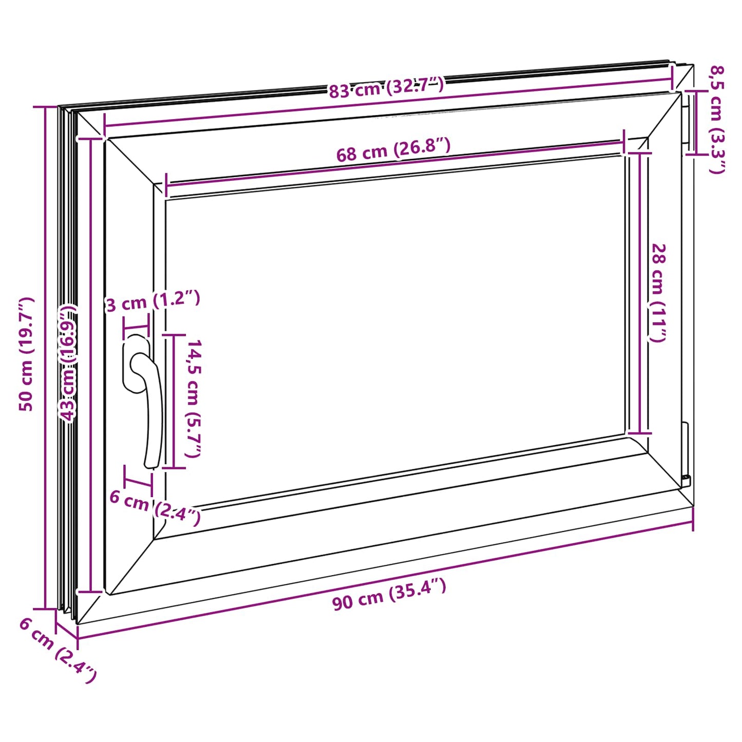 Basement Window RISOR 80 x 70 cm PVC and Glass Anthracite