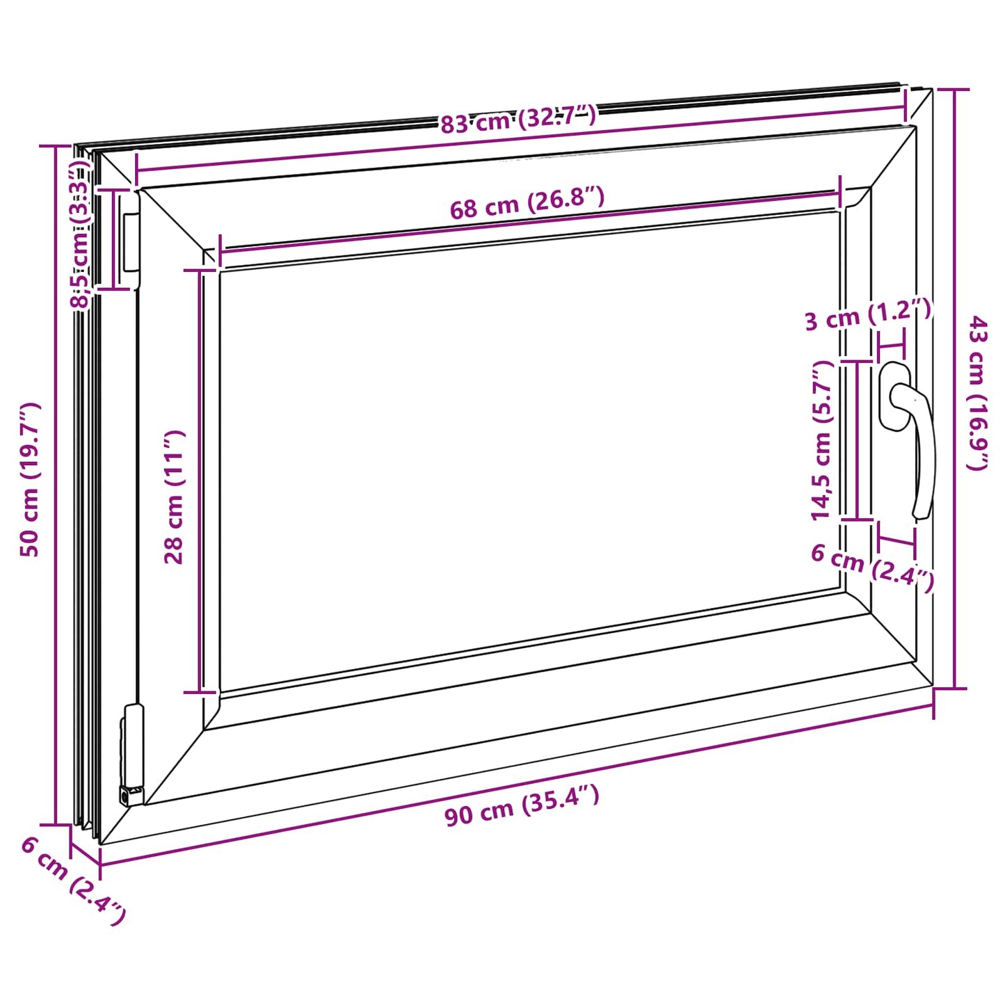 Basement Window RISOR 90 x 50 cm PVC and Glass Anthracite