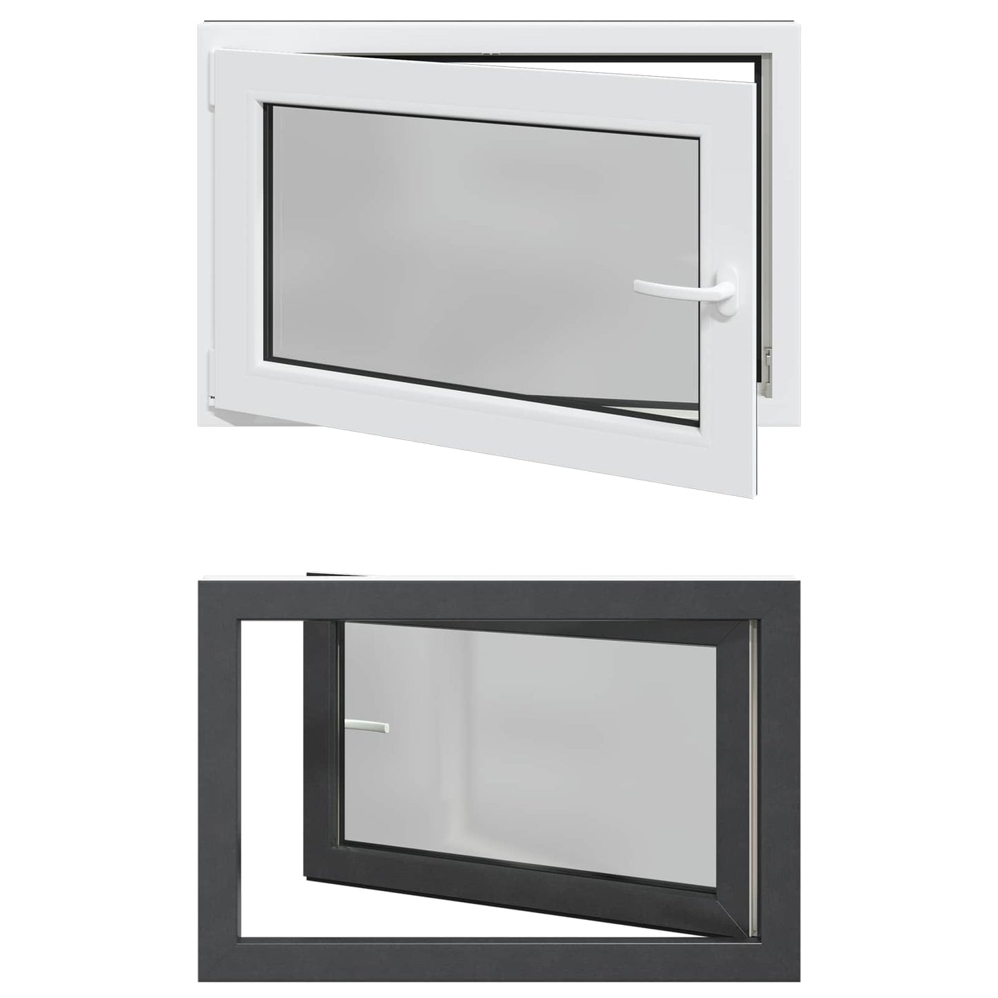 Basement Window RISOR 90 x 70 cm PVC and Glass Anthracite