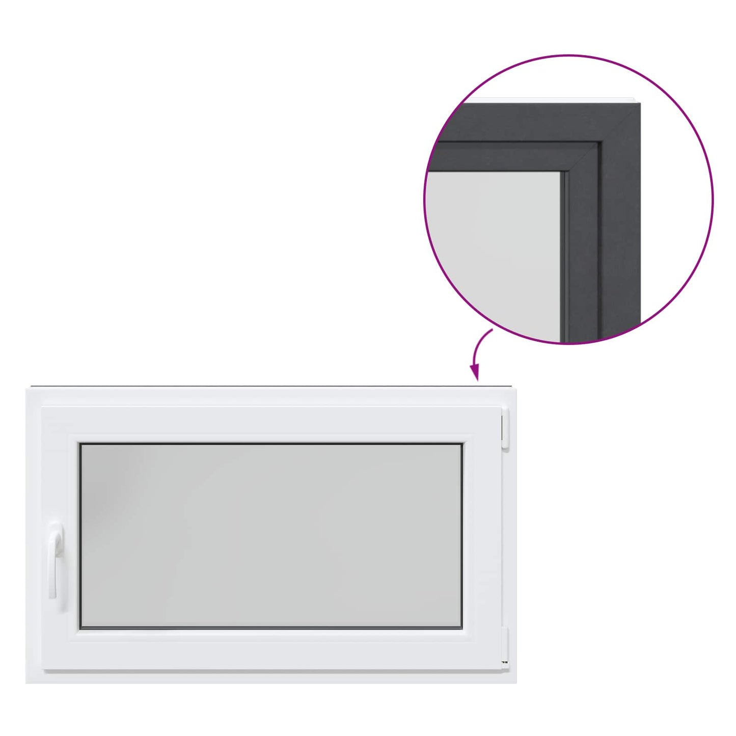 Basement Window RISOR 100 x 60 cm PVC and Glass Anthracite