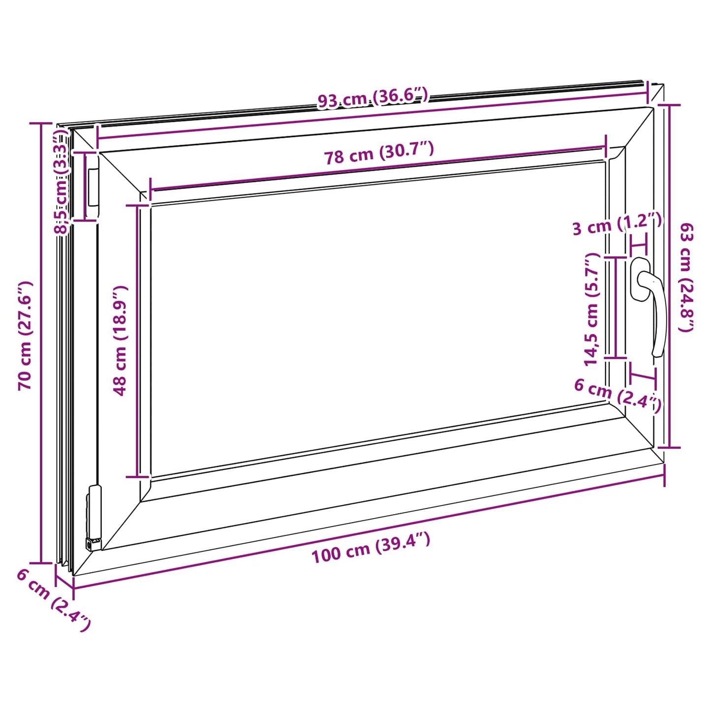 Basement Window RISOR 100 x 70 cm PVC and Glass Anthracite