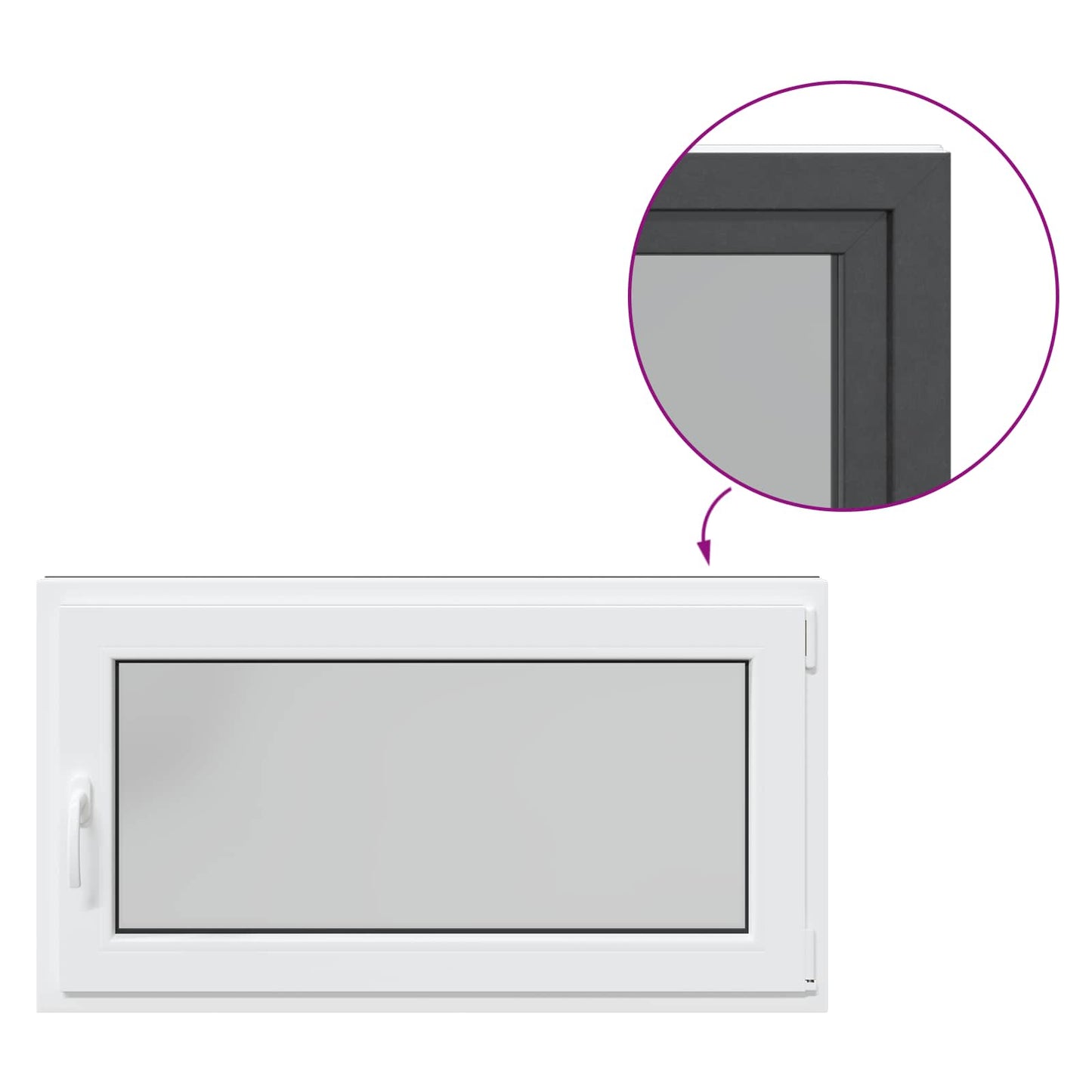 Basement Window RISOR 110 x 60 cm PVC and Glass Anthracite