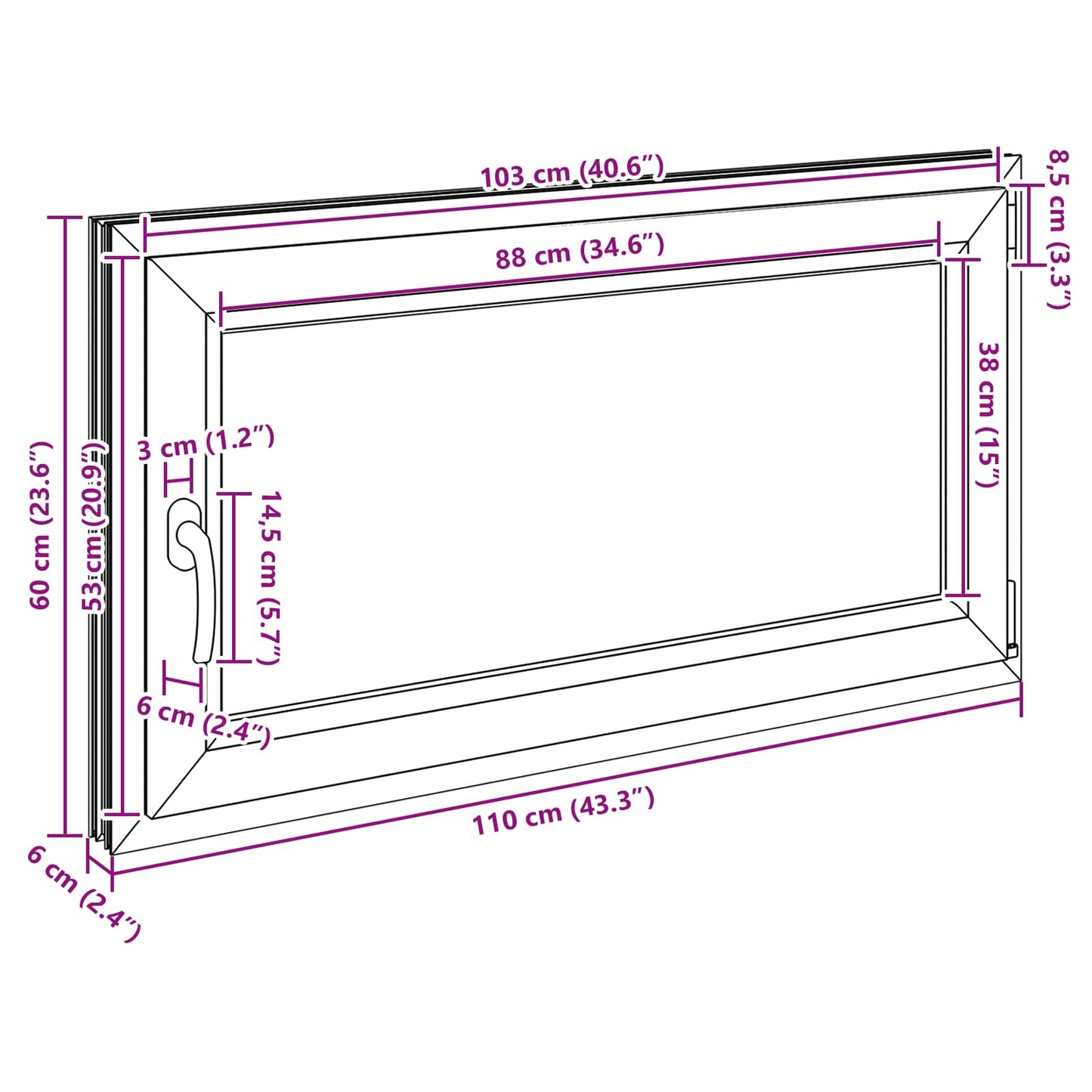 Basement Window RISOR 110 x 60 cm PVC and Glass Anthracite