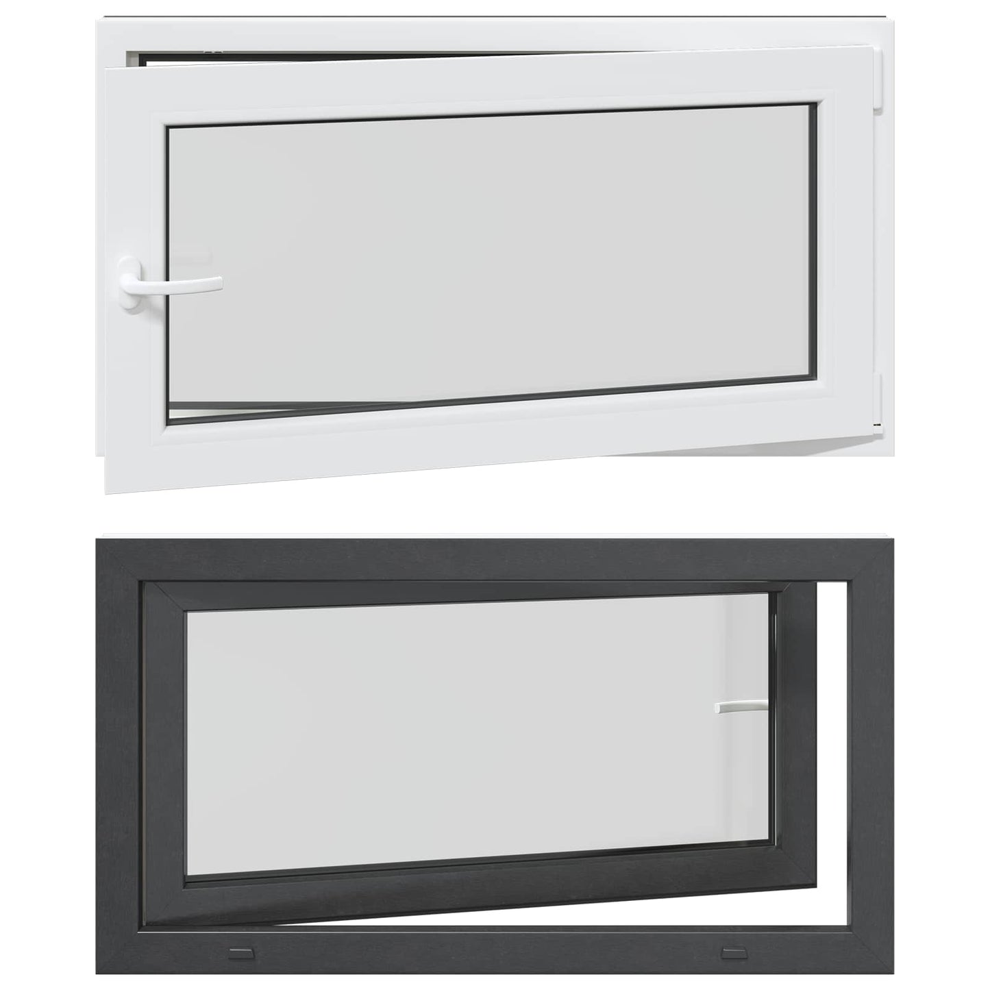 Basement Window RISOR 110 x 70 cm PVC and Glass Anthracite