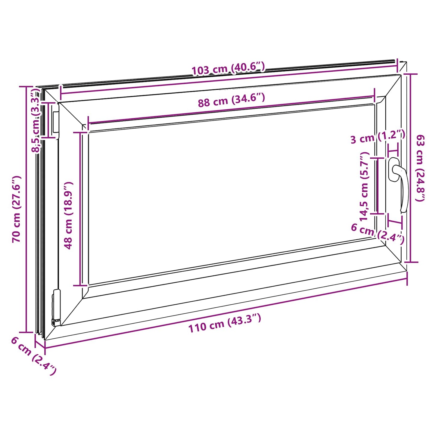 Basement Window RISOR 110 x 70 cm PVC and Glass Anthracite