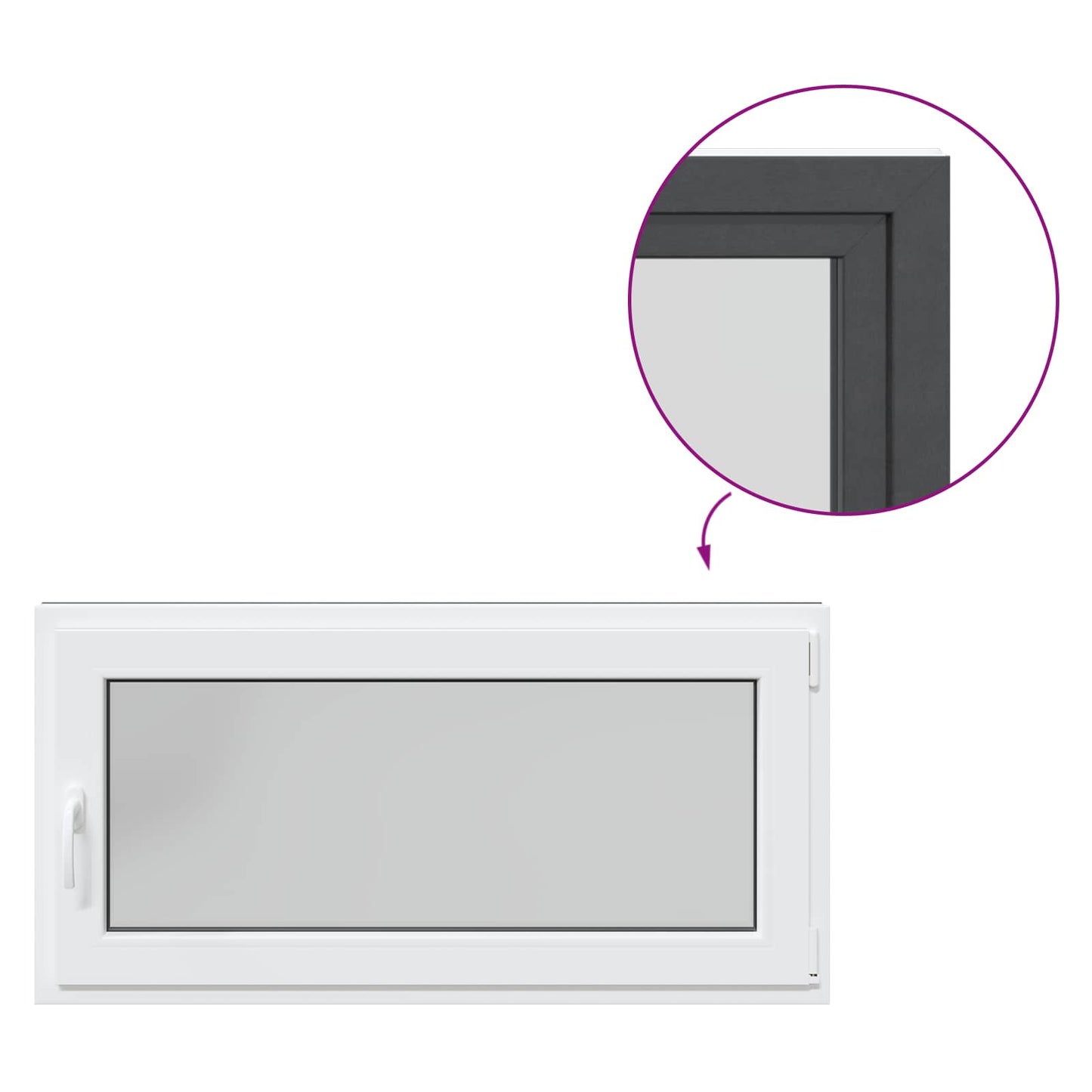 Basement Window RISOR 120 x 60 cm PVC and Glass Anthracite