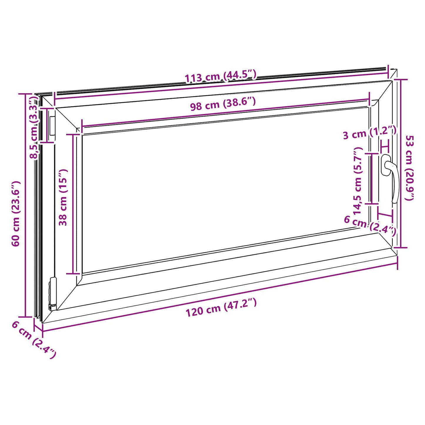 Basement Window RISOR 120 x 60 cm PVC and Glass Anthracite