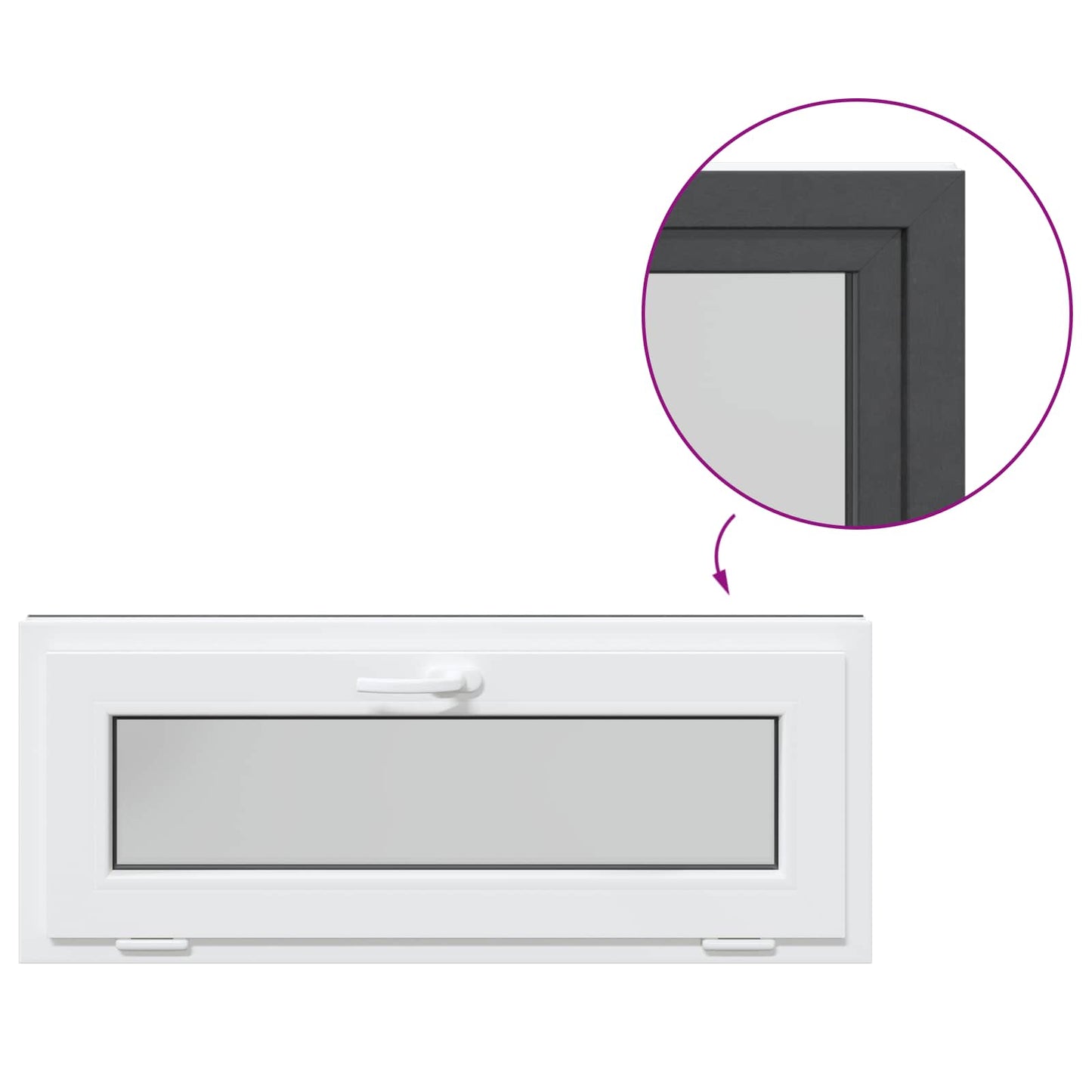 Basement Window RISOR 110 x 40 cm PVC and Glass Anthracite