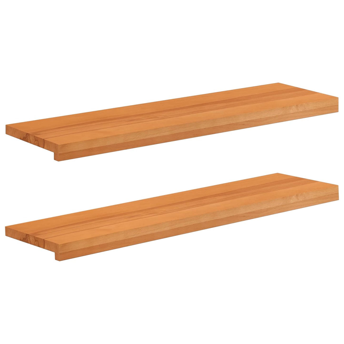 Stair Treads 2 pcs 90 x 25 x 2 cm Light Brown Solid Beech Wood