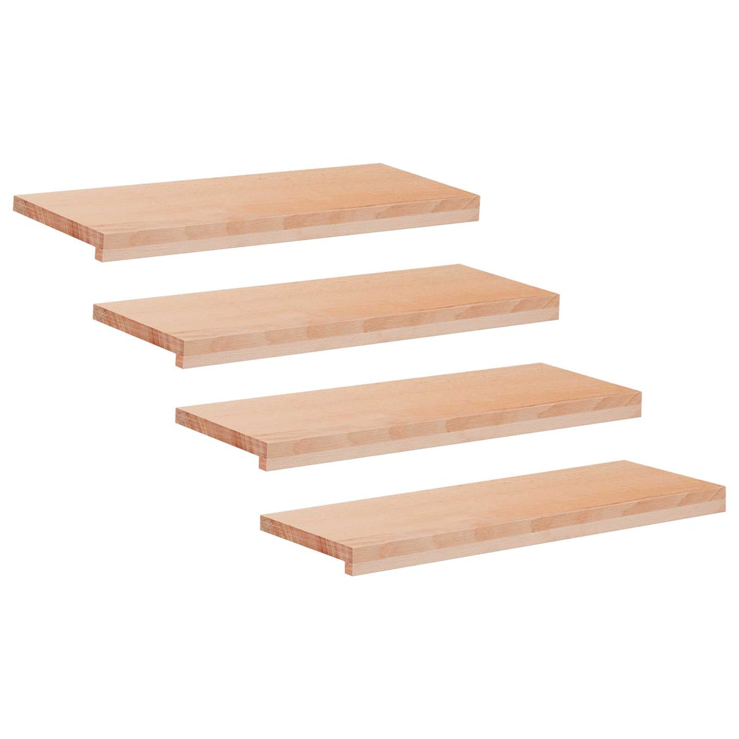 Stair Treads 4 pcs 80 x 25 x 2 cm Natural Solid Beech Wood