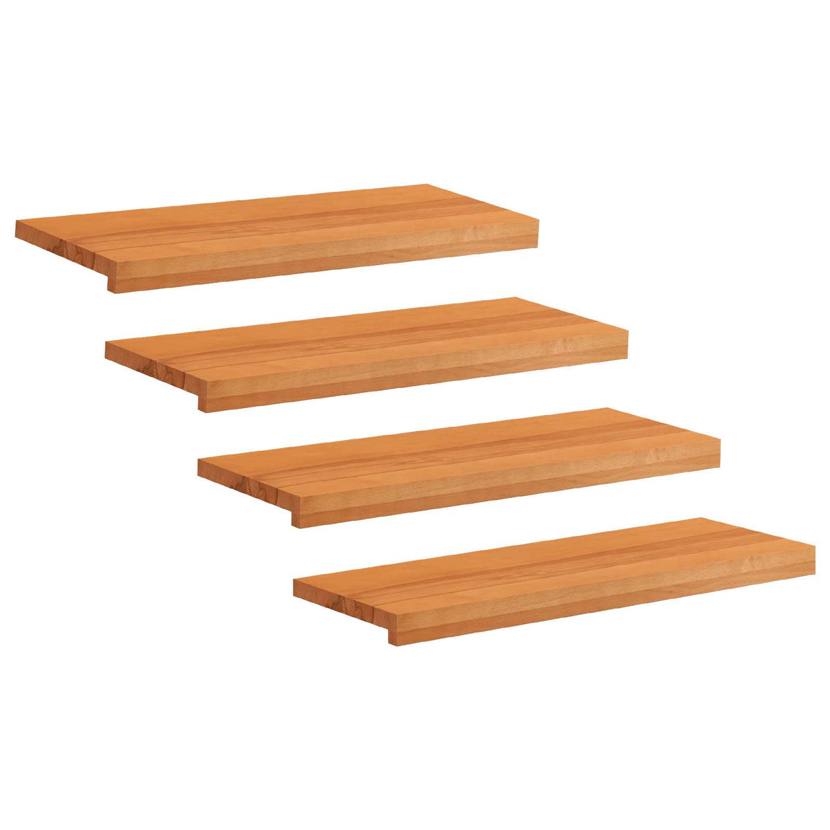 Stair Treads 4 pcs 70 x 25 x 2 cm Light Brown Solid Beech Wood